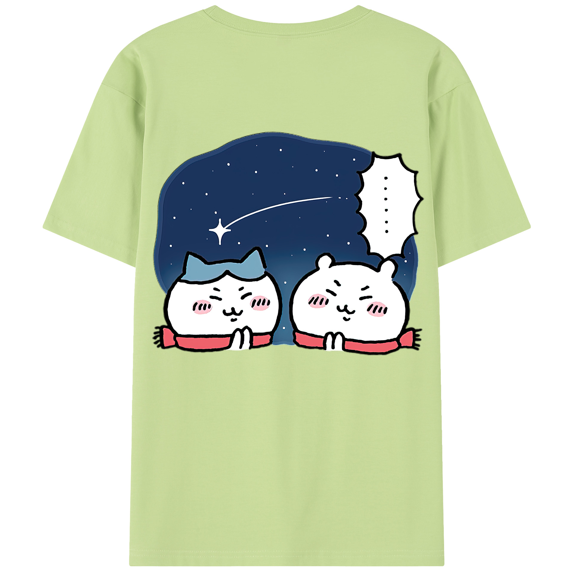 （画像用） ちいかわ ハチワレ Chii-kawa hachiware 綿100％半袖Tシャツ（背面プリント）